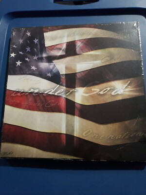  P. Graham Dunn '' American Flag Cross In Middle Wall Art 12''x12''. NEW