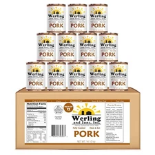 12 Can- Werling & Sons Canned Pork 14.5 Oz Fully Cooked Ready to Eat Canned Meat