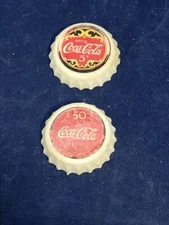 2 Vintage Magnets Coca-Cola Bottle Cap Promotional Rubber Magnets 1996