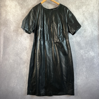 Eloquii Studio Dress Womens 14 Black Midi Faux Leather Short Sleeve Retail $180 | eBay Eloquii Studio Dress Womens 14 Black Midi Faux Leather Short Sleeve Retail $180 | eBay