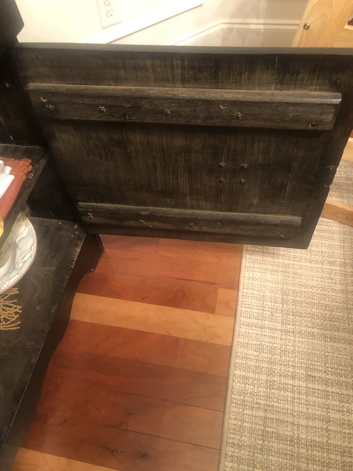 Original Monterey Furniture  “Buffet” “16Tile Top” Iron Trim Dark Wood Finish  - Image 2 of 4