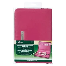 Clover 3652 Needlecraft Interchangeable Circular Knitting Needle Case, Pink
