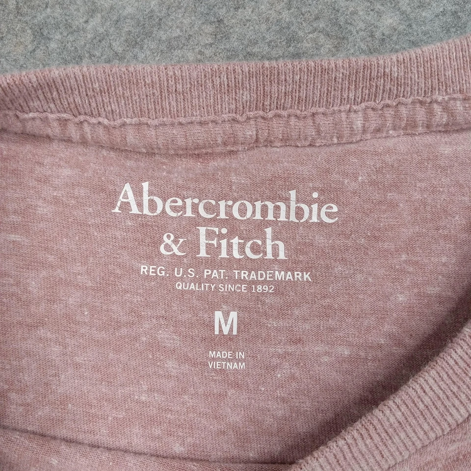 Abercrombie Fitch Shirt Mens Medium Pink Heather Crewneck Logo Tee Casual - Image 2 of 4