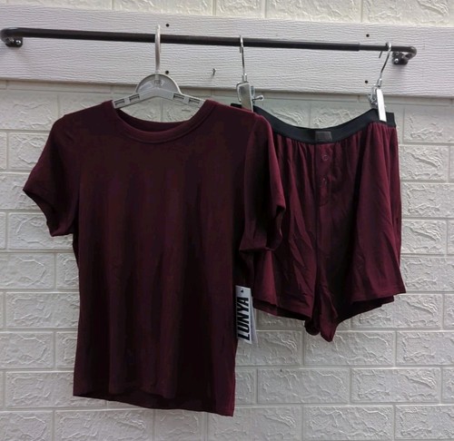 New Lunya Soft Modal Rib Tee Short Set Womens Size Medium