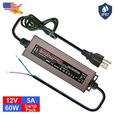 12V 5A 60W Switch Power Supply IP67 Waterproof AC 110V To DC 12V Led Driver