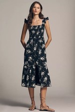 ANthropologie The Peregrine Square-Neck Midi Dress
