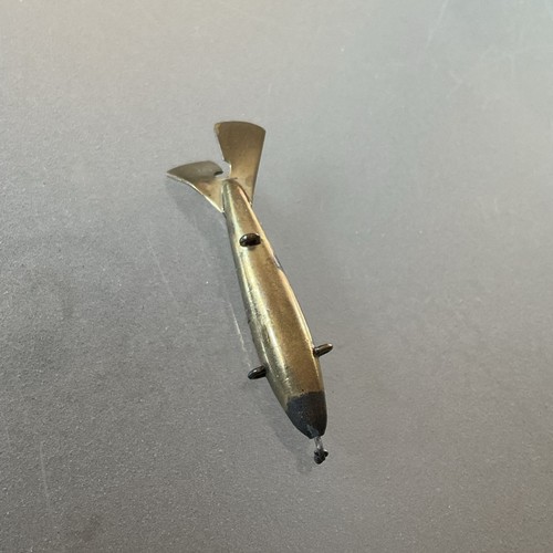 A VINTAGE EARLY VICTORIAN BRASS FISHING LURE.