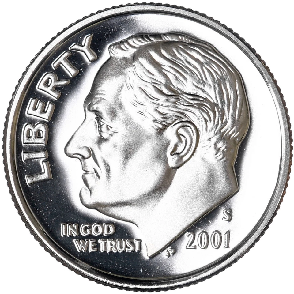 2001 S Roosevelt Dime Gem DCam Proof CN-Clad - Image 3 of 4