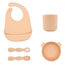 BabyX Silicone Feeding Set 5pc Suction Bowl Training Spoon Fork Cup Bib BLW Baby