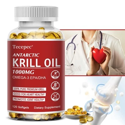 TECEPEC Antarktisches Krillöl 1000mg mit Omega-3-Fettsäuren EPA, DHA und Astaxanthin