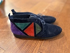Outdorables Daniel Green Colorblock suede lace-up shoes size 8 Vintage Retro