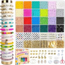 5500Pcs Clay Beads Bracelet Making Kit 24 Colors Friendship Bracelet Kit with Le