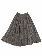 VTG Ralph Lauren Purple Label 100 Silk Midi Skirt Houndstooth Black Ivory Sz 6