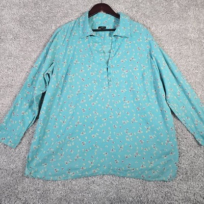 Talbots Womens Tunic Floral Lightweight Pullover Blue Size 2X Cottagecore