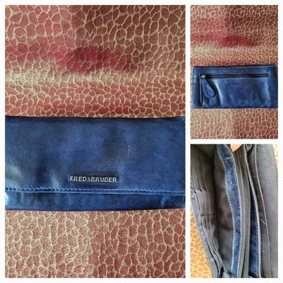Neuwertig  Nappaleder XXL Geldbörse Portemonnaie Clutch Freds Bruder Blau