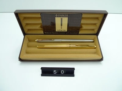 Parker Arrow Kugelschreiber Set 2 Stück Vintage im Etui Gold & Silberfarben - Bild 1 von 4