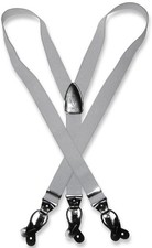Vesuvio Napoli Men's Silver Grey Suspenders Y-Shape Button and Clip Convertible