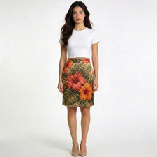 Linda Allard Ellen Tracy Silk Skirt Women s Size 6 Knee Length Floral Print