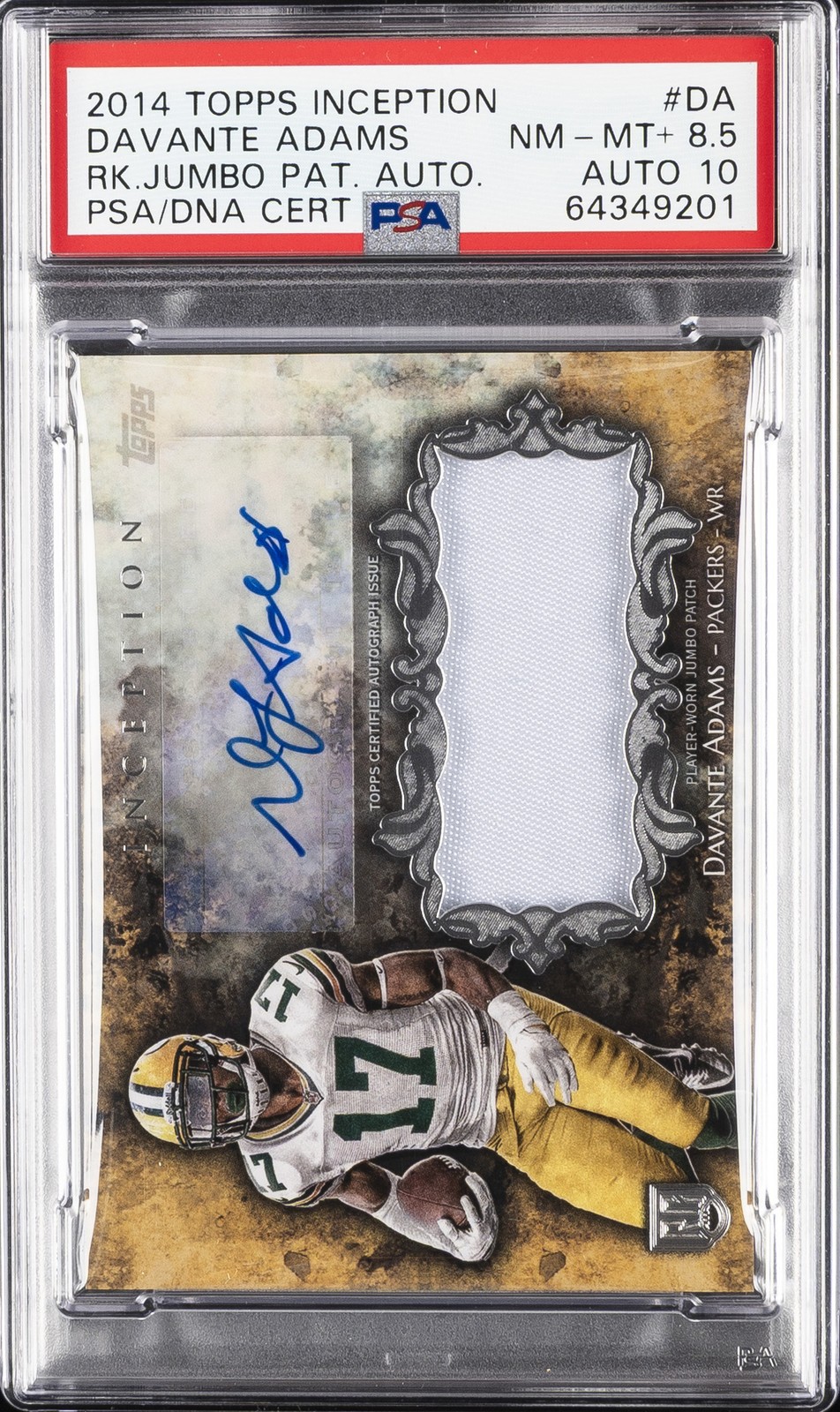 Davante Adams Topps Inception Rookie Jumbo Patch Autographs #DA Team Logo Patch 1/1