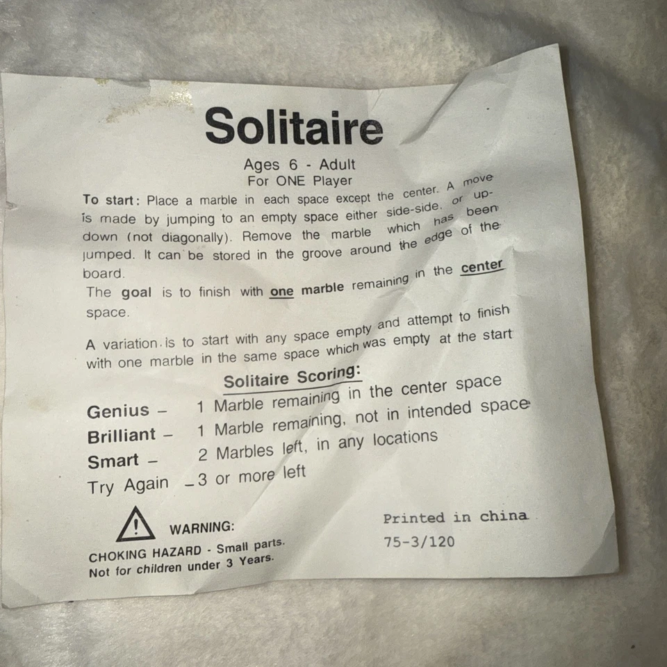 The Classic Collection Wooden Solitaire Game with Wood Marbles, Mint Condition - Image 4 of 4