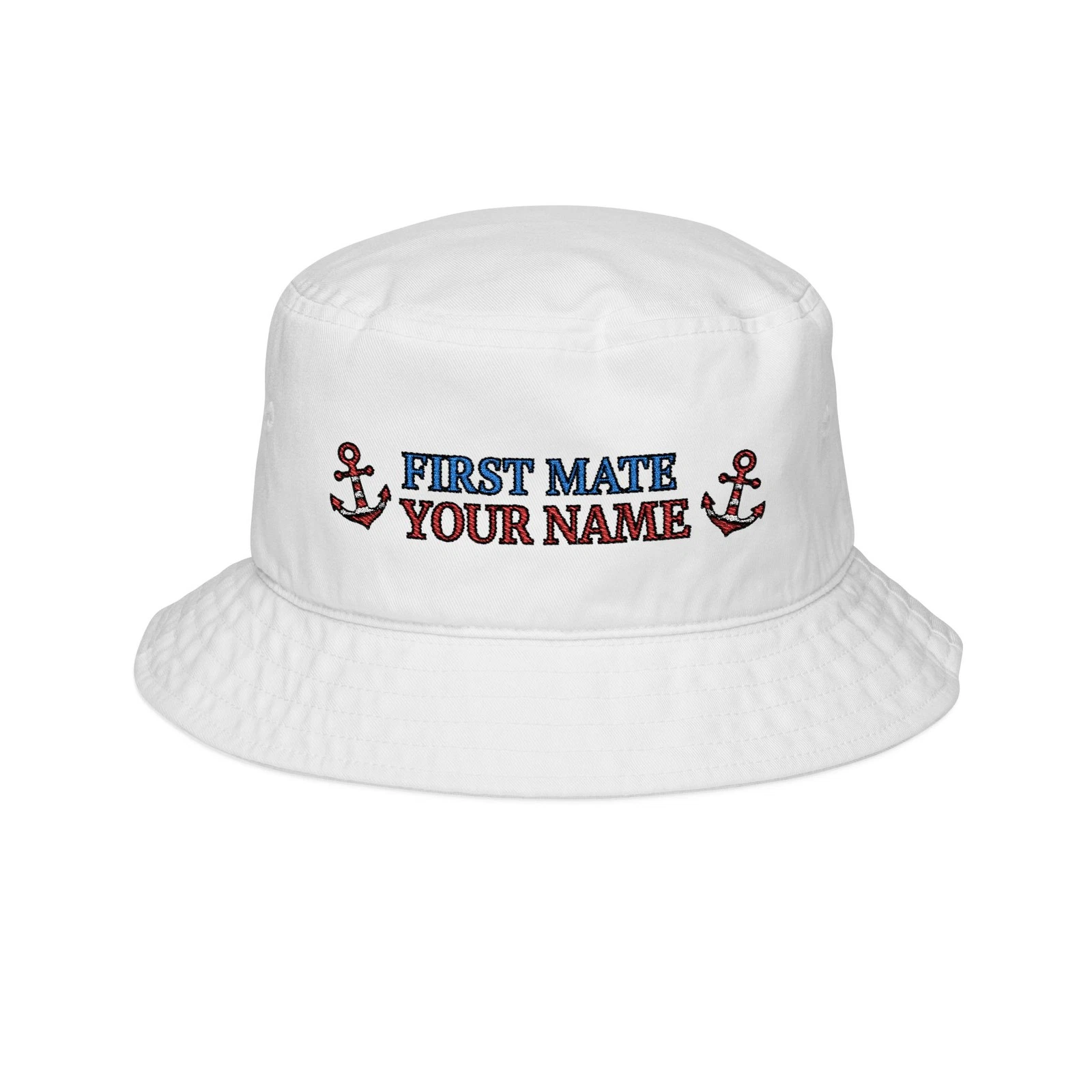 Embroidered Personalized First Mate Bucket Hat, Boating Hat