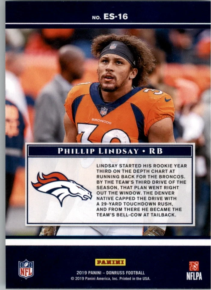 2019 Donruss The Elite Series #16 Phillip Lindsay - FB - Image 2 of 2