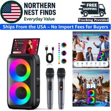 Karaoke Machine with LED Light Show  Dual Wireless Mics  8-hour Battery Life