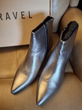 Ravel Harwick Dress Silver Leather Side Zip Ankle Boots UK 5C Euro 38