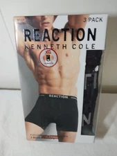 KENNETH COLE REACTION 3 Pack Men's Black Boxer Briefs Flex Comfort L Micro Mesh
