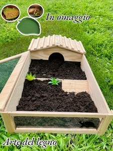 TERRARIO PER TARTARUGHE 122x60x30 CON CASETTA E RAMPA IN LEGNO X ESTERNO