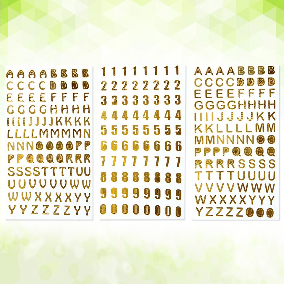 3 Sheets Alphanumeric Stickers Adhesive Alphabet Letter Self Mini ...