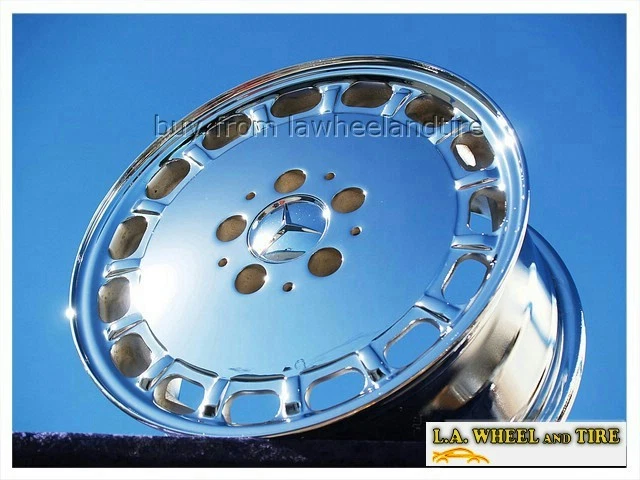 SET OF 4 CHROME 15" MERCEDES BENZ 560SL 560SEL 420SEL 300SDL OEM WHEELS 65139 - Image 2 of 4