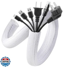 AGPTEK Cable Sleeve Cover, 6.6ft - 1.2 inch Desk Cord Organizer Cable Hider, 