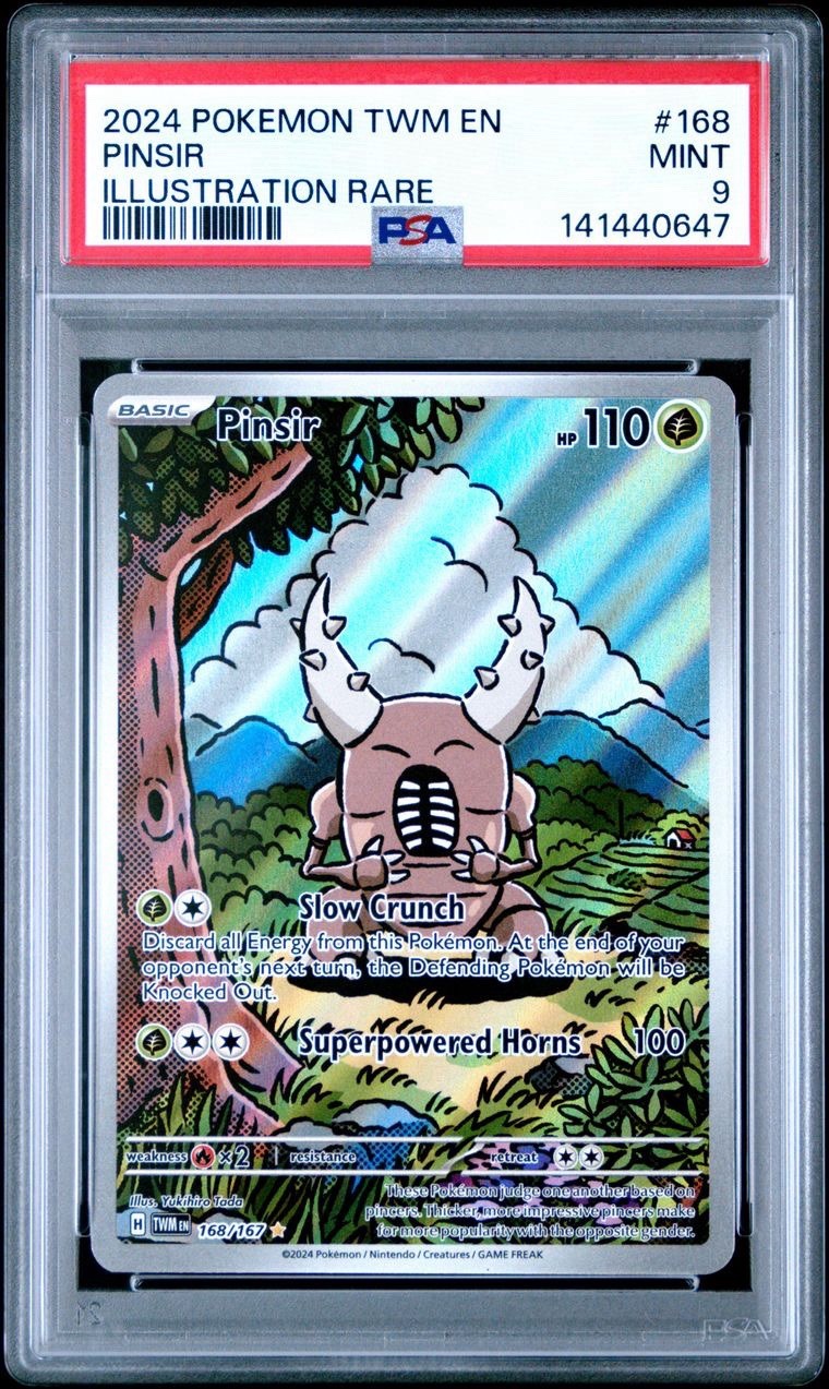2024 Pokemon Twilight Masquerade # 168 Pinsir Illustration Rare PSA 9 Card MINT!