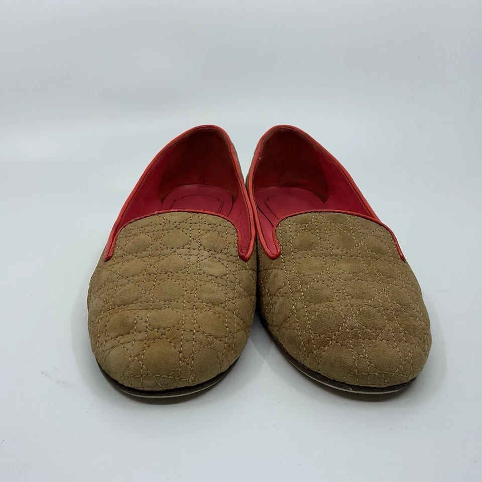 Dior стеганый желтовато-коричневый замшевые туфли мокасины размер EUR 36 / США 5,5 супер удобный - Изображение 4 из 4