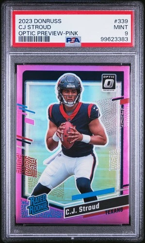 2023 PANINI DONRUSS OPTIC PREV-PINK #339 CJ STROUD ROOKIE RC PSA 9