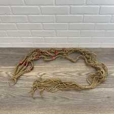 Vintage Boho Macrame Jute Rope Wood Bead Plant Holder Hanger