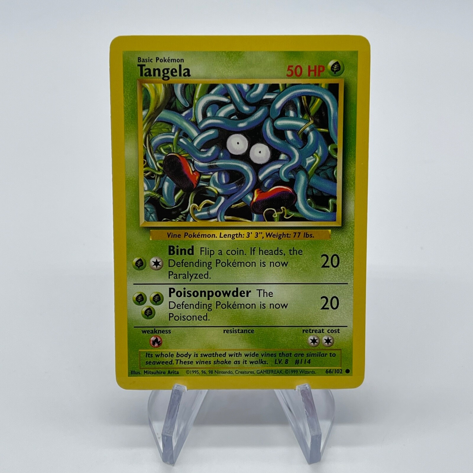 Tangela 66/102 - Common 1999 English Base Set Pokemon Card - Near Mint NM & LP