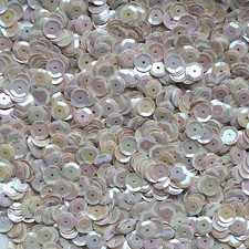 8mm Cup Sequins Facet Paillette Beige Dk Ivory Opaque Iris Rainbow Made in USA