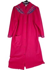 Vintage Vandemere Pink Robe House Coat Dress Floral Plaid Detail Size Medium