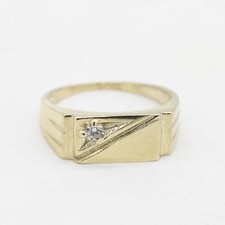 Baby Shiny Rectangle CZ Ring Real 10K Yellow Gold Size 1