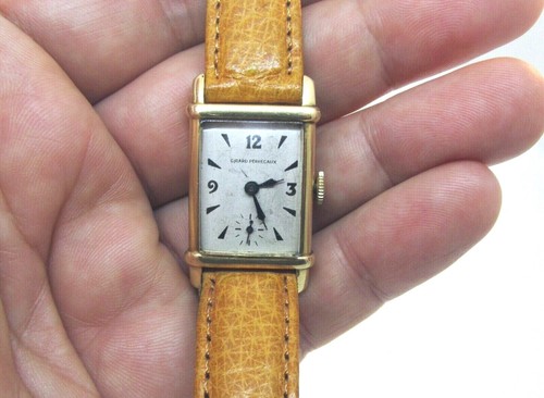 VINTAGE GIRARD PERREGAUX 14k Triplo firmato SERBATOIO RETTANGOLARE Orologio  | eBay