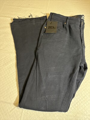 NWT ZCL Denim Vortex Ripped Stack Denim Size 38 Dark Navy  Ragged hem