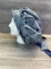 Bouffant Surgical Scrub Caps Large Blue RN Strong Satin Silk Lined Tie Back