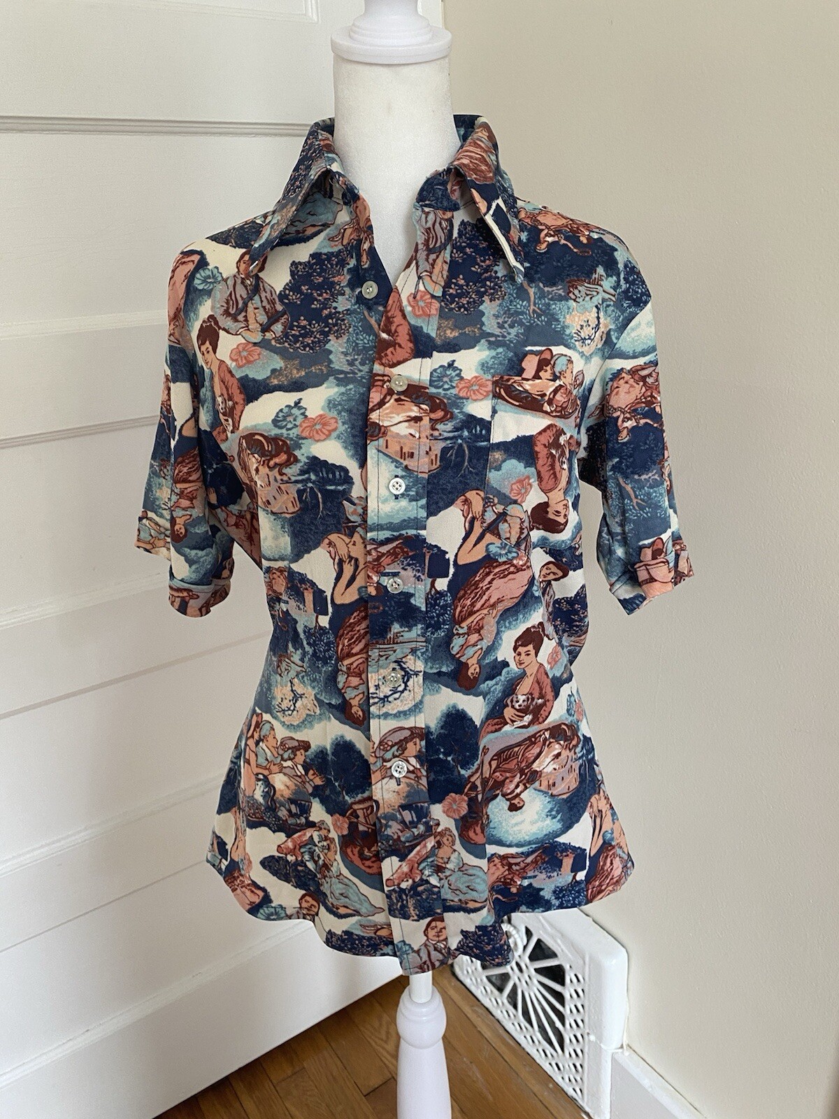 70s Funky Polyester Button Up - image 1