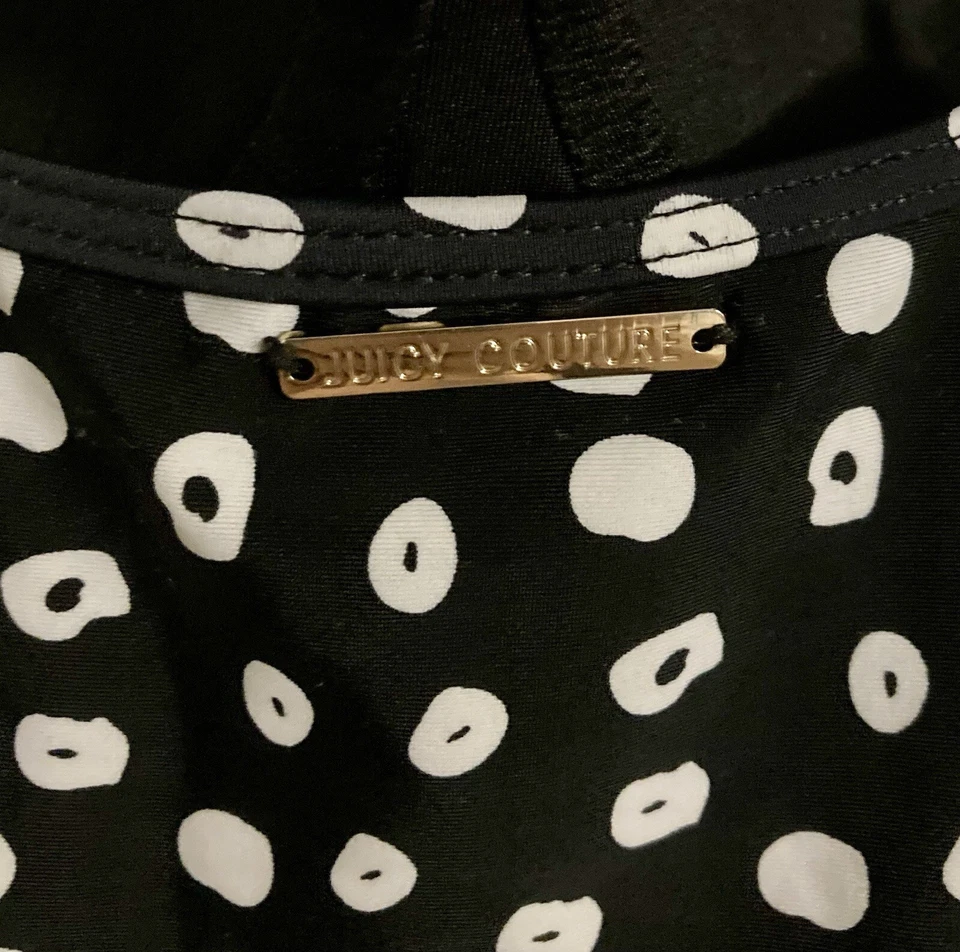 Traje de baño de una pieza Juicy Couture negro blanco estampado de leopardo a lunares talla XL Foto 4 de 4