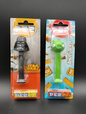 Zwei Werbe-PEZ-Süßspender im Stil von Angry Birds & Star Wars 2016