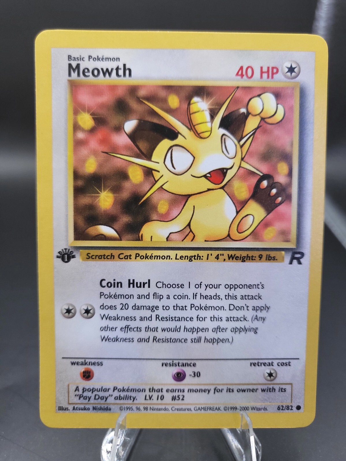 Near MINT Meowth 62/82 1st Edition | Team Rocket | WOTC | NM