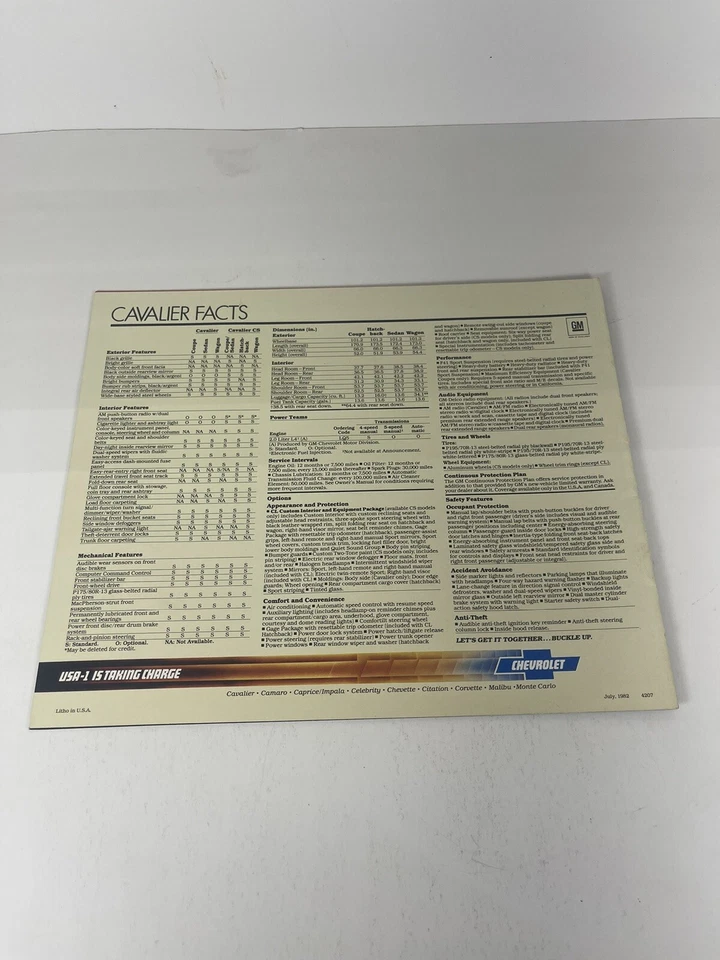 1983 Chevrolet Cavalier дилер выставочный зал продажи брошюра руководство каталог - Изображение 2 из 3