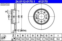 2X ATE 24.0112-0170.1 Bremsscheibe FüR Alfa Romeo Fiat Jeep